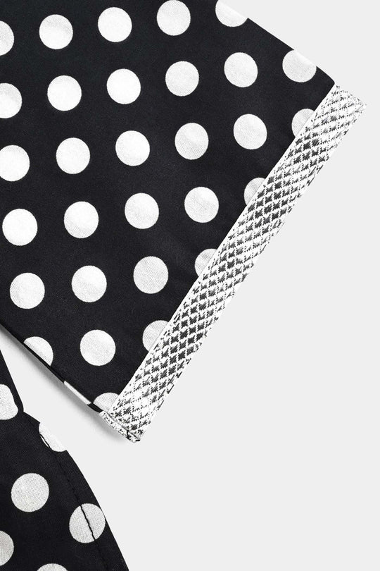 Infant Girls Cotton Poplin Printed & Emb 2 Pcs Polka Dote - BLACK