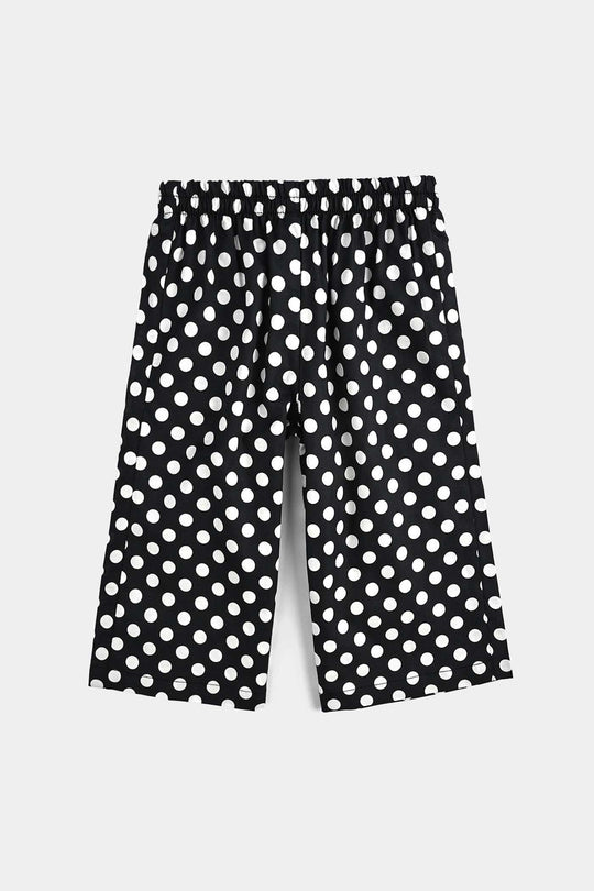 Infant Girls Cotton Poplin Printed & Emb 2 Pcs Polka Dote - BLACK