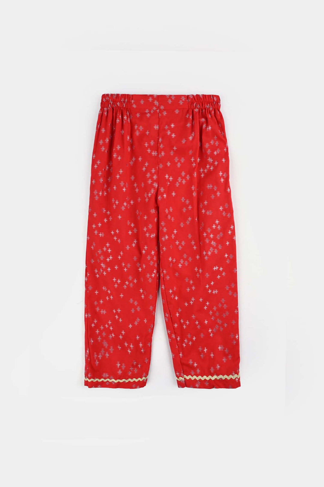 Girls Jacquard Emb 2Pcs Andaaz-Red