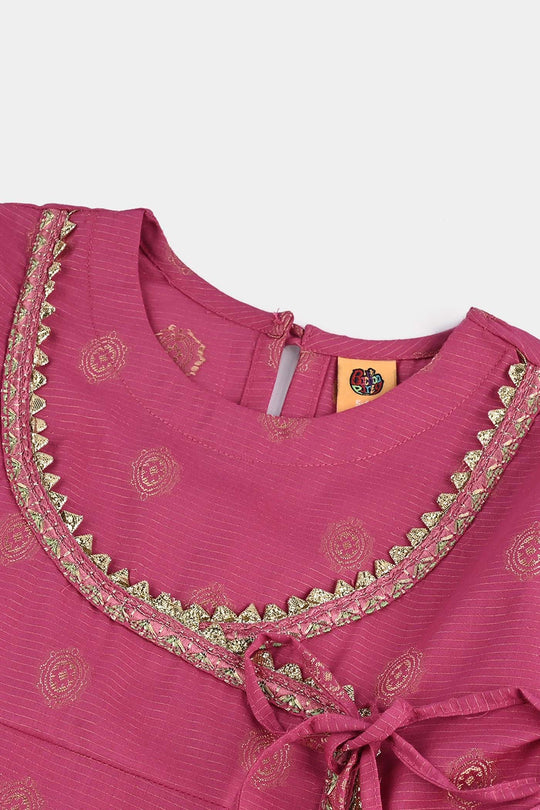 Girls Jacquard Fancy 3Pcs Heer-Magenta
