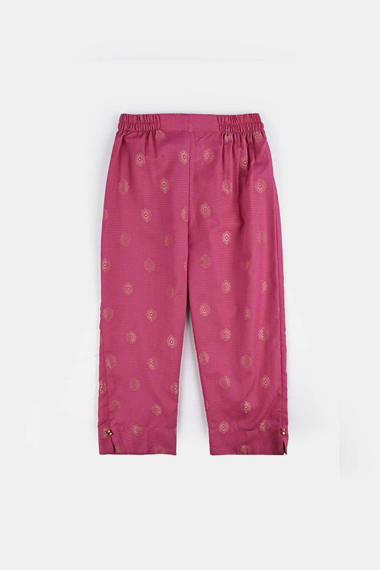 Girls Jacquard Fancy 3Pcs Heer-Magenta