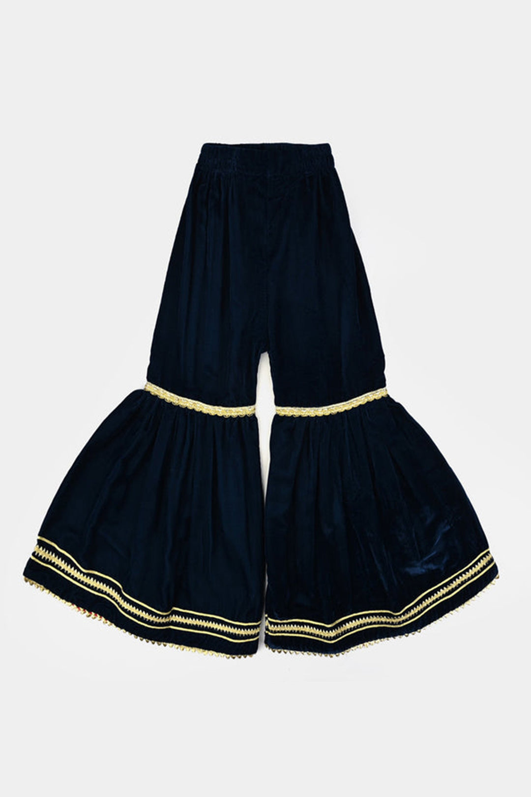 Girls Velvet Fancy 3Pcs Dhanak - Teal blue