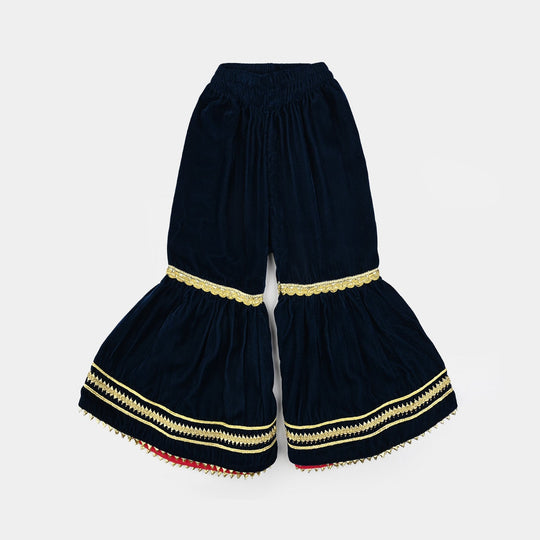 Infant Girls Velvet Fancy 2Pcs Dhanak-Teal blue