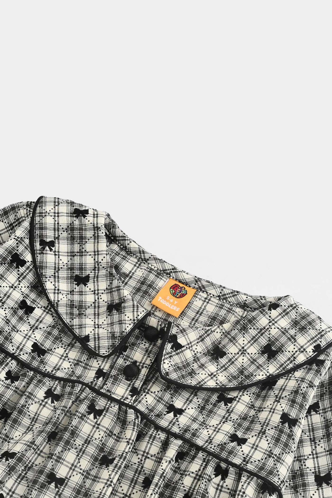 Girls Poly Cotton Casual Top Black Bow-Multi