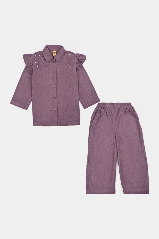 Girls Corduroy Co-Ord Set-LAVENDER