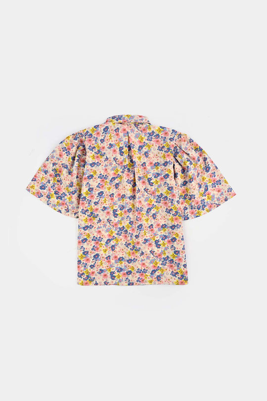 Girls Poly Crinkle Casual Top Strawberry Pink-Cream