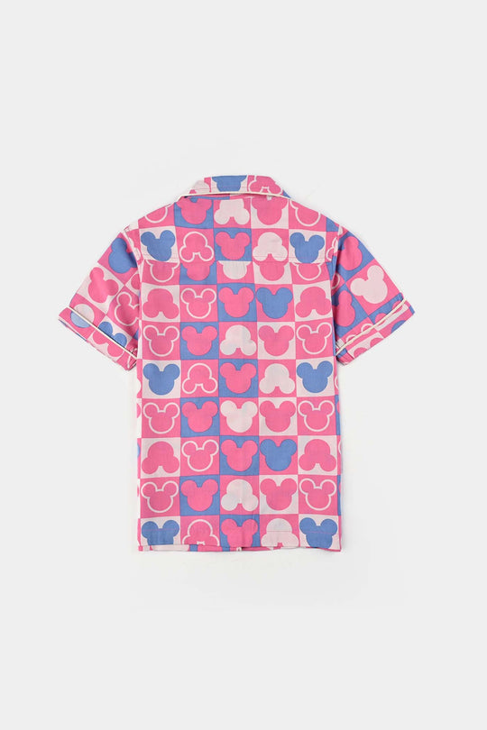 Girls Viscose Woven Night Suit- Multi