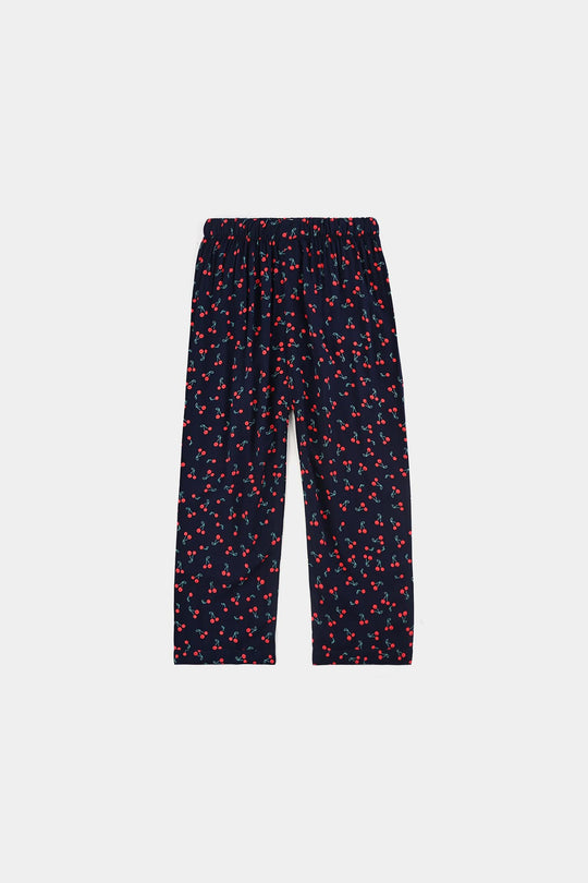 Girls Viscose Night Suit-Cherry-Blue