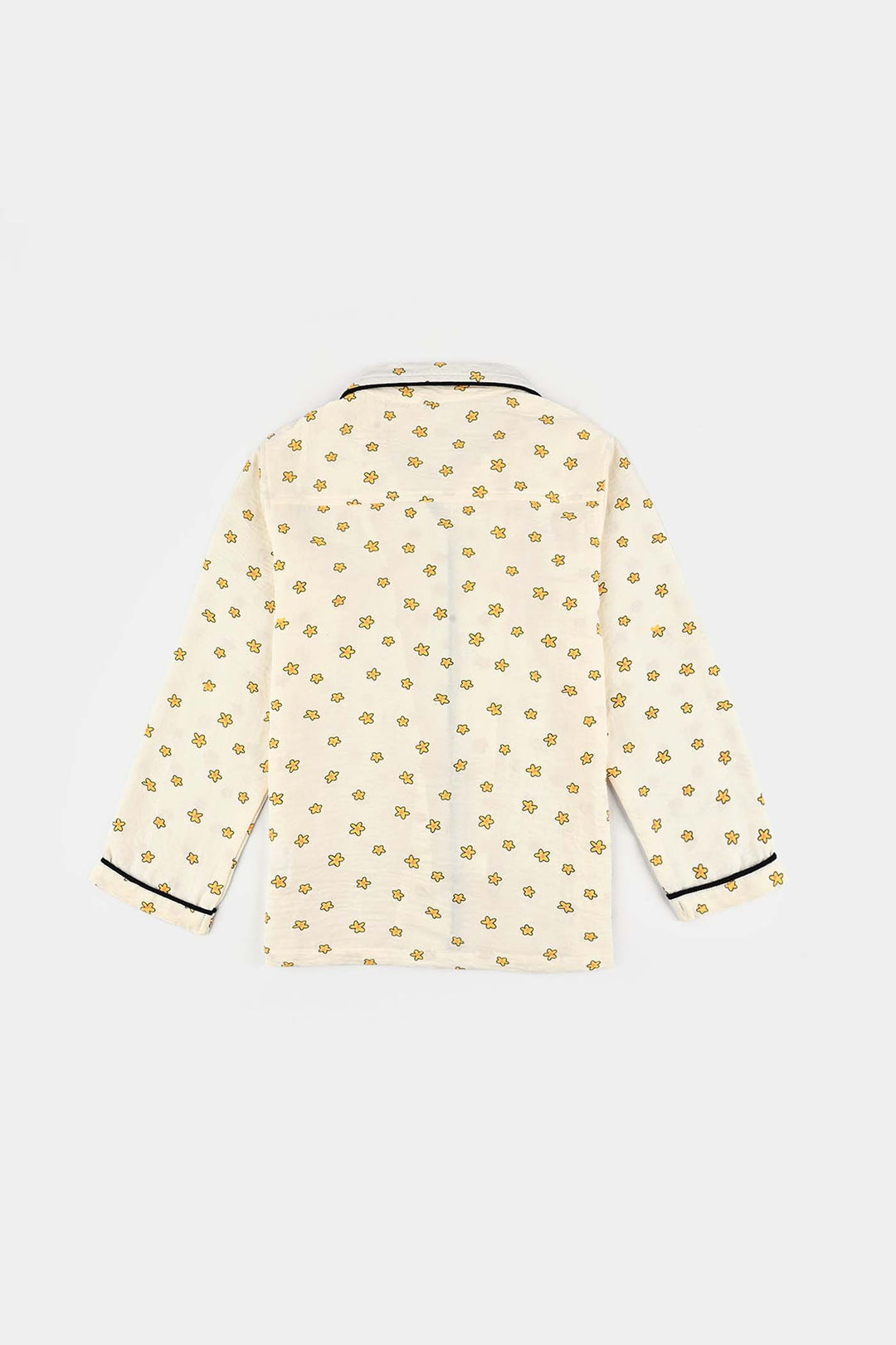 Girls Viscose Woven Night Suit-Stars - Off.White