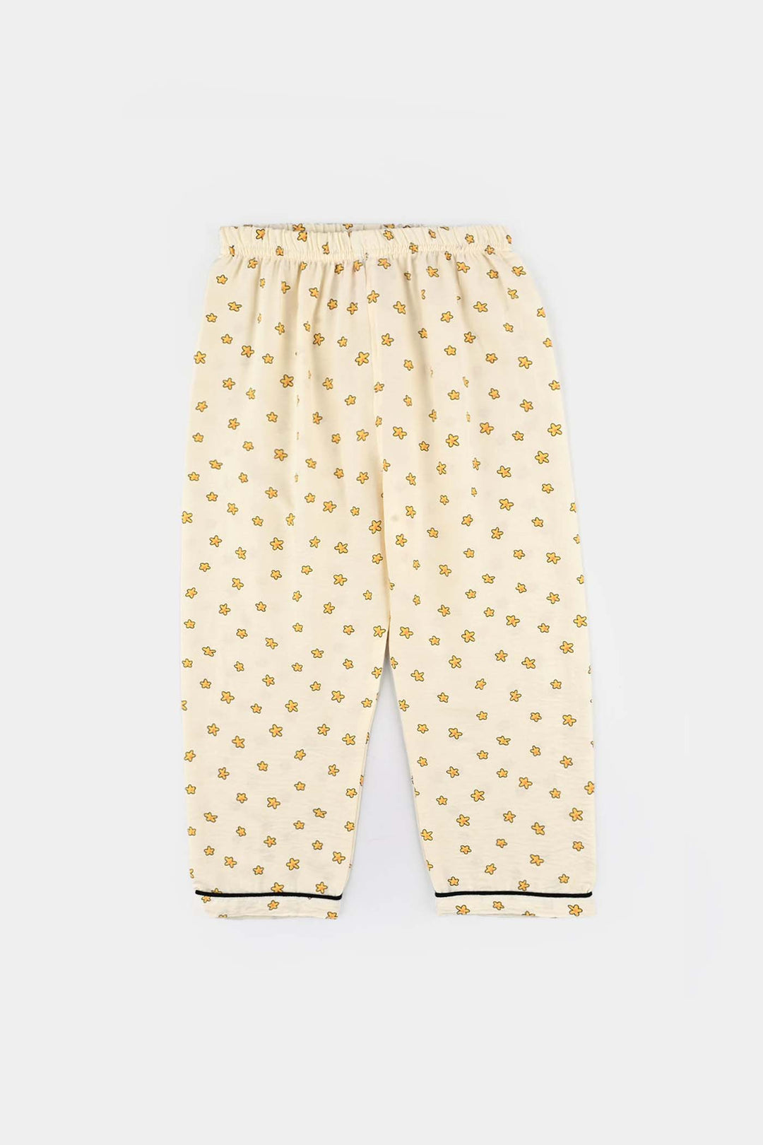 Girls Viscose Woven Night Suit-Stars - Off.White