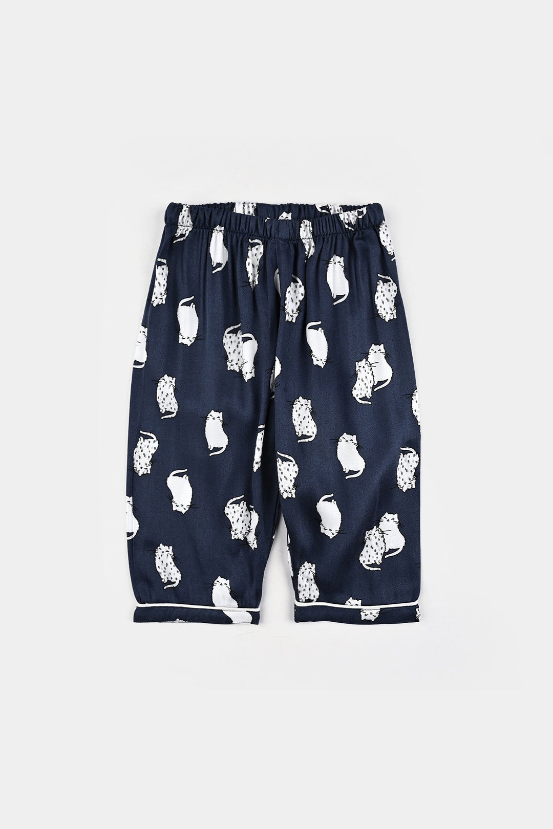 Infant Girls Viscose Night Suit-Cat - Blue