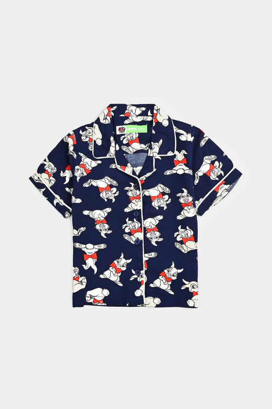 Infant Girls Viscose Night Suit - Blue