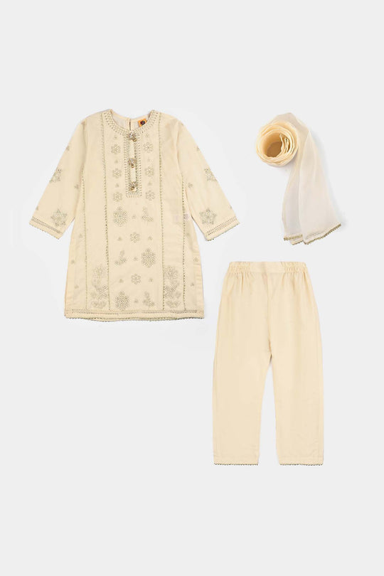 Girls Cotton Poplin 3Pcs Reet-OFF-White