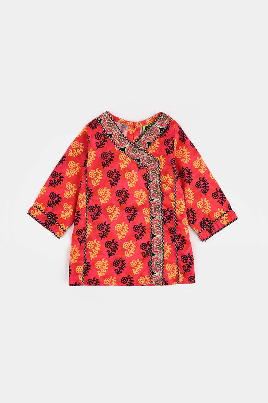 Infant Girls poly cambric Printed 2Pcs-Multi