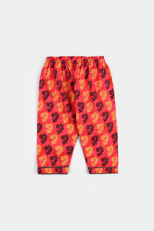 Infant Girls poly cambric Printed 2Pcs-Multi