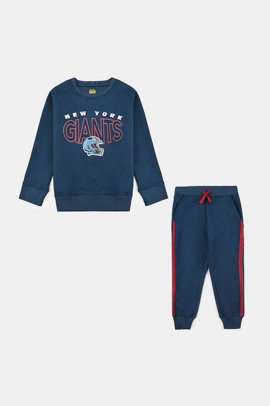 Boys Cotton Interlock 2 Piece GIANTS-Blue