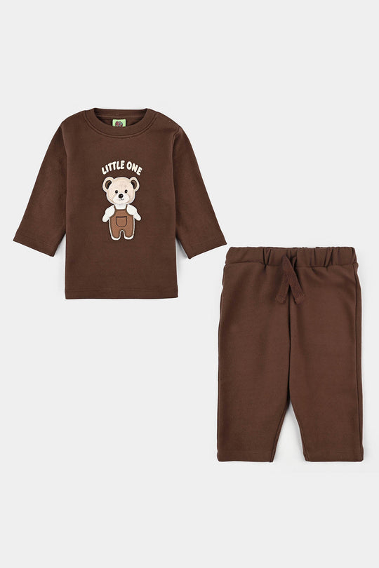 Infant Boys Cotton Interlock Suit Little One-BROWN