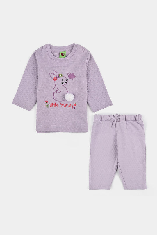 Infant Girls Jacquard Suit BUNNY-Purple