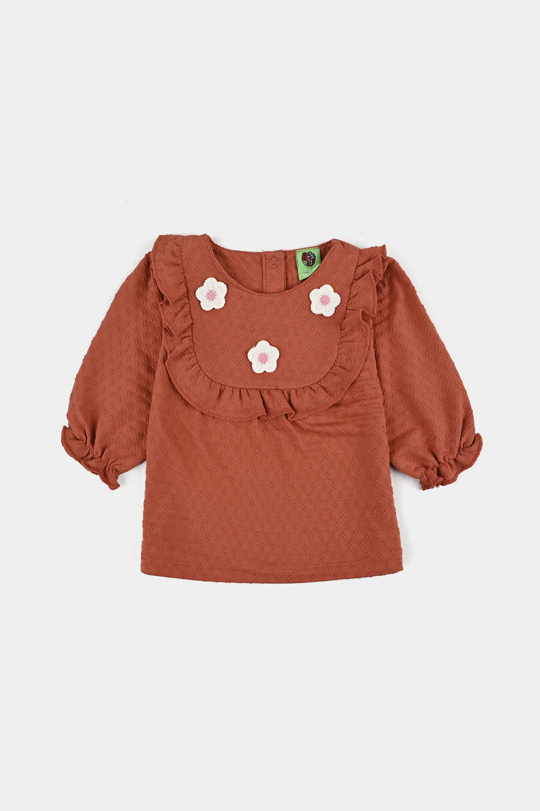 Infant Girls Jacquard Suit FLOWERS-Rust