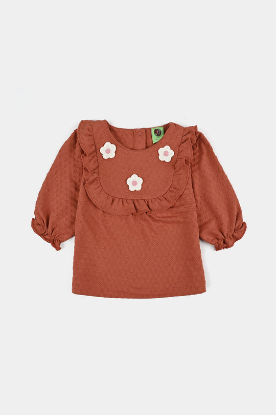 Infant Girls Jacquard Suit FLOWERS-Rust