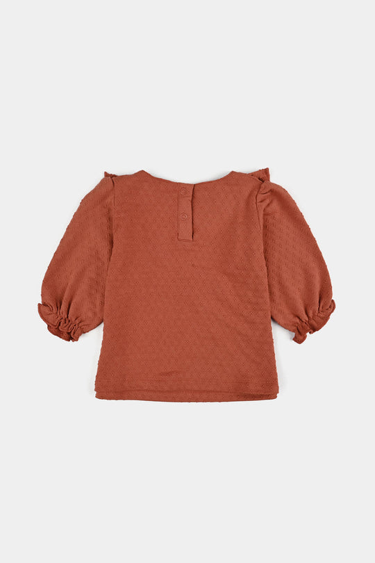 Infant Girls Jacquard Suit FLOWERS-Rust