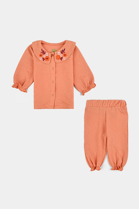 Infant Girls Poly Crinkle Suit JAQUARD BLOOM-ORANGE