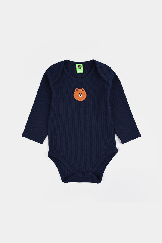Infant Girls Thermal F/S Romper BASIC-NAVY