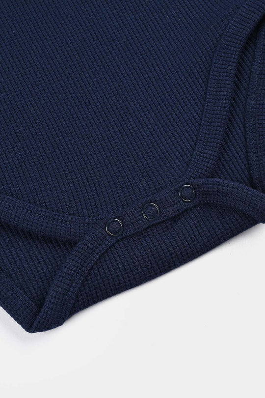 Infant Girls Thermal F/S Romper BASIC-NAVY