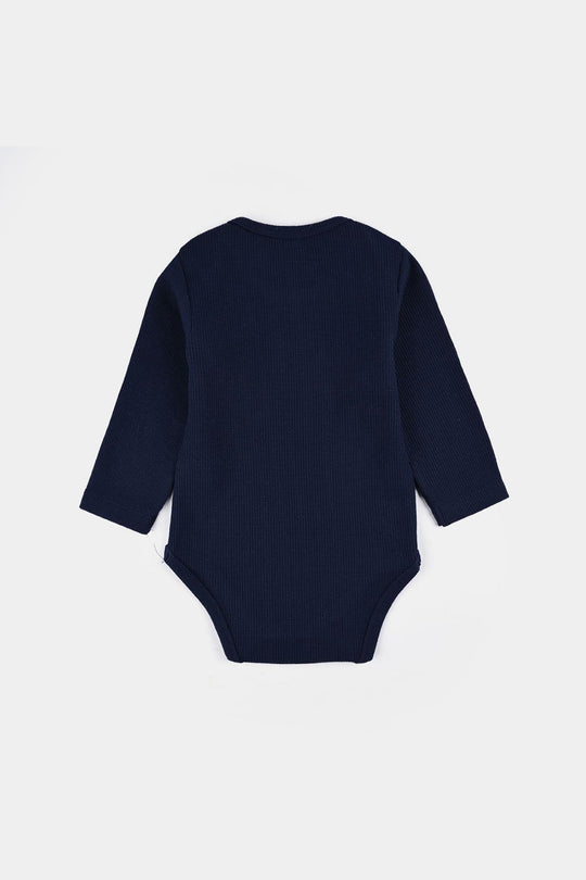 Infant Girls Thermal F/S Romper BASIC-NAVY
