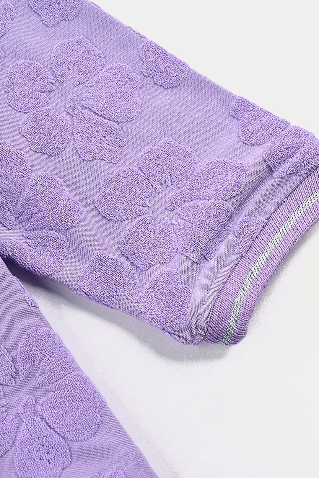 Girls Jacquard T-Shirt F/S LILAC FLOWER FABRIC - Purple