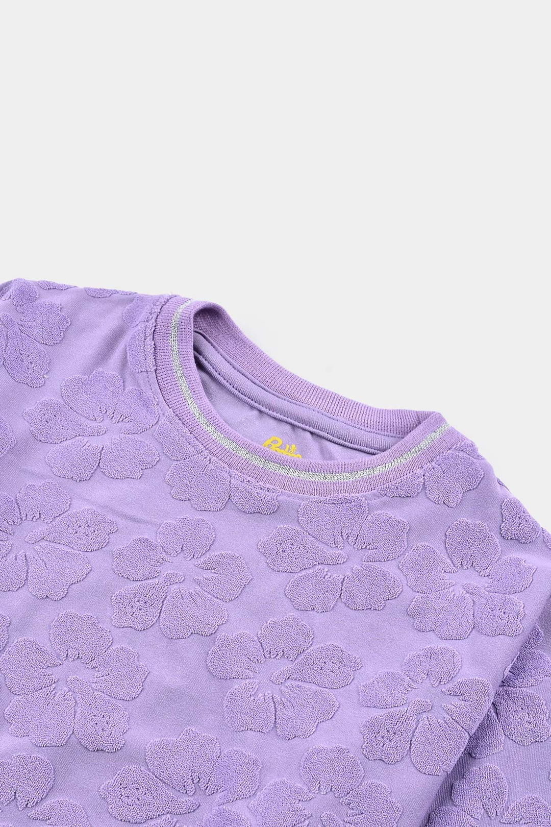 Girls Jacquard T-Shirt F/S LILAC FLOWER FABRIC - Purple