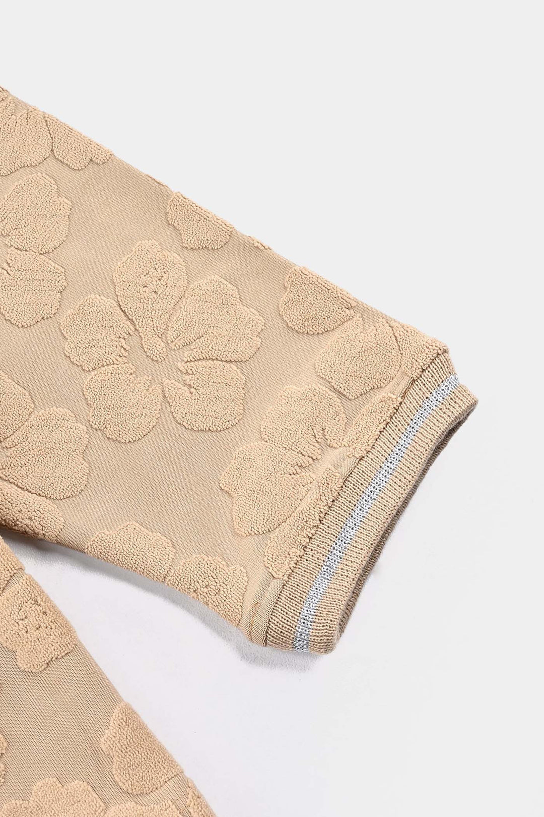 Girls Jacquard T-Shirt F/S KHAKI FLOWER FABRIC - BROWN