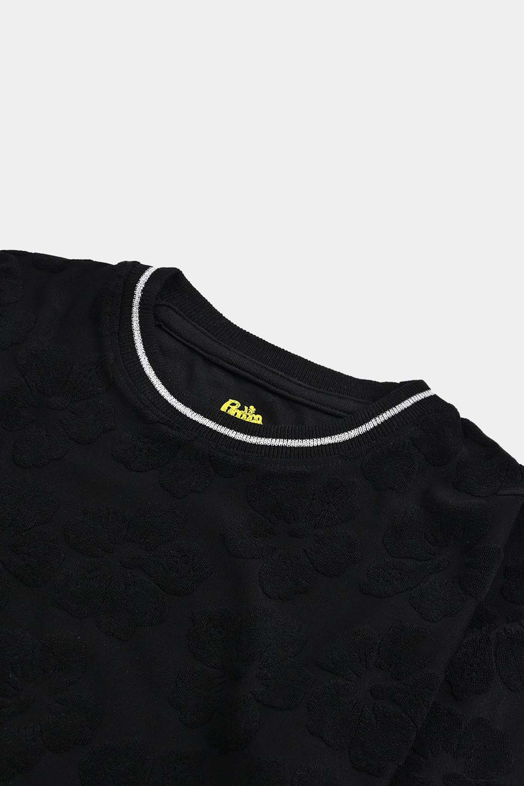 Girls Jacquard T-Shirt F/S BLACK FLOWER FABRIC - BLACK