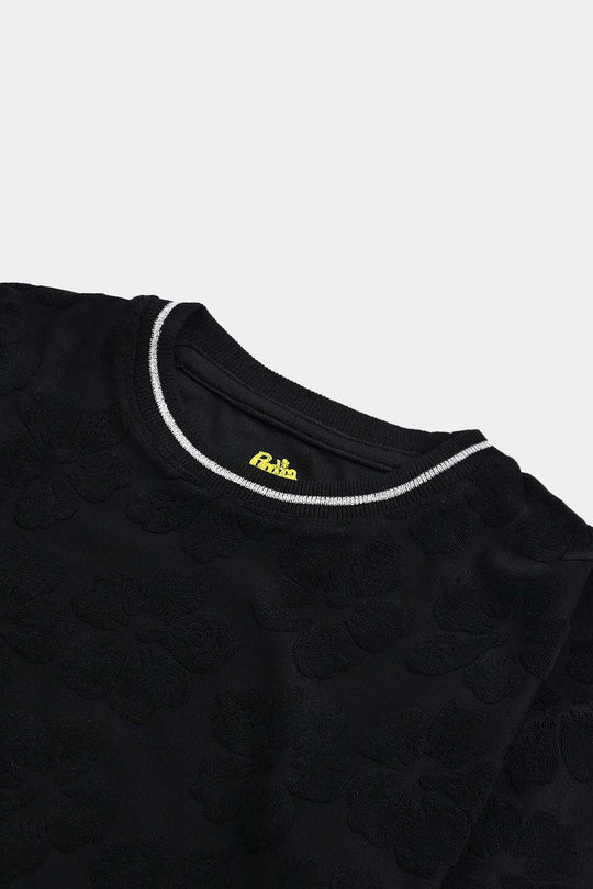 Girls Jacquard T-Shirt F/S BLACK FLOWER FABRIC - BLACK