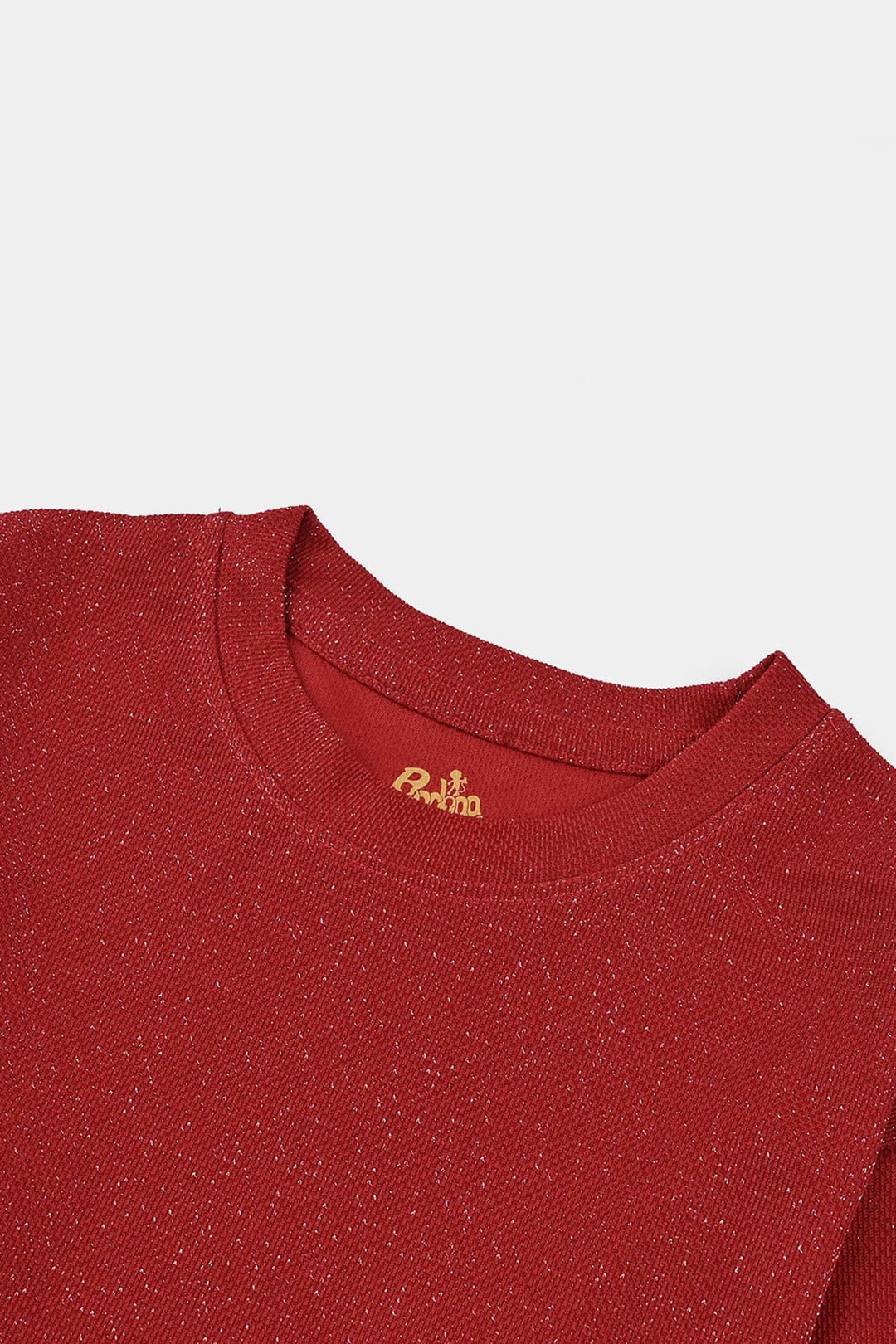 Girls Jacquard T-Shirt F/S RED LUREX - RED