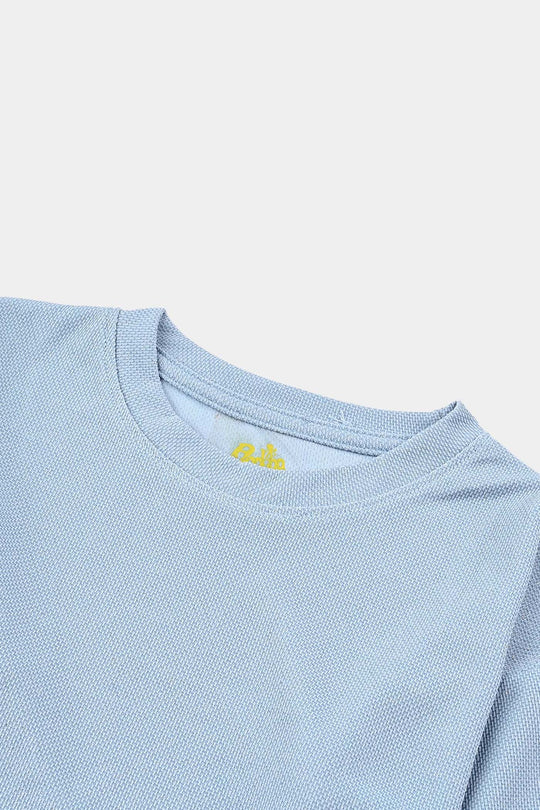 Girls Jacquard T-Shirt F/S BLUE LUREX - Blue