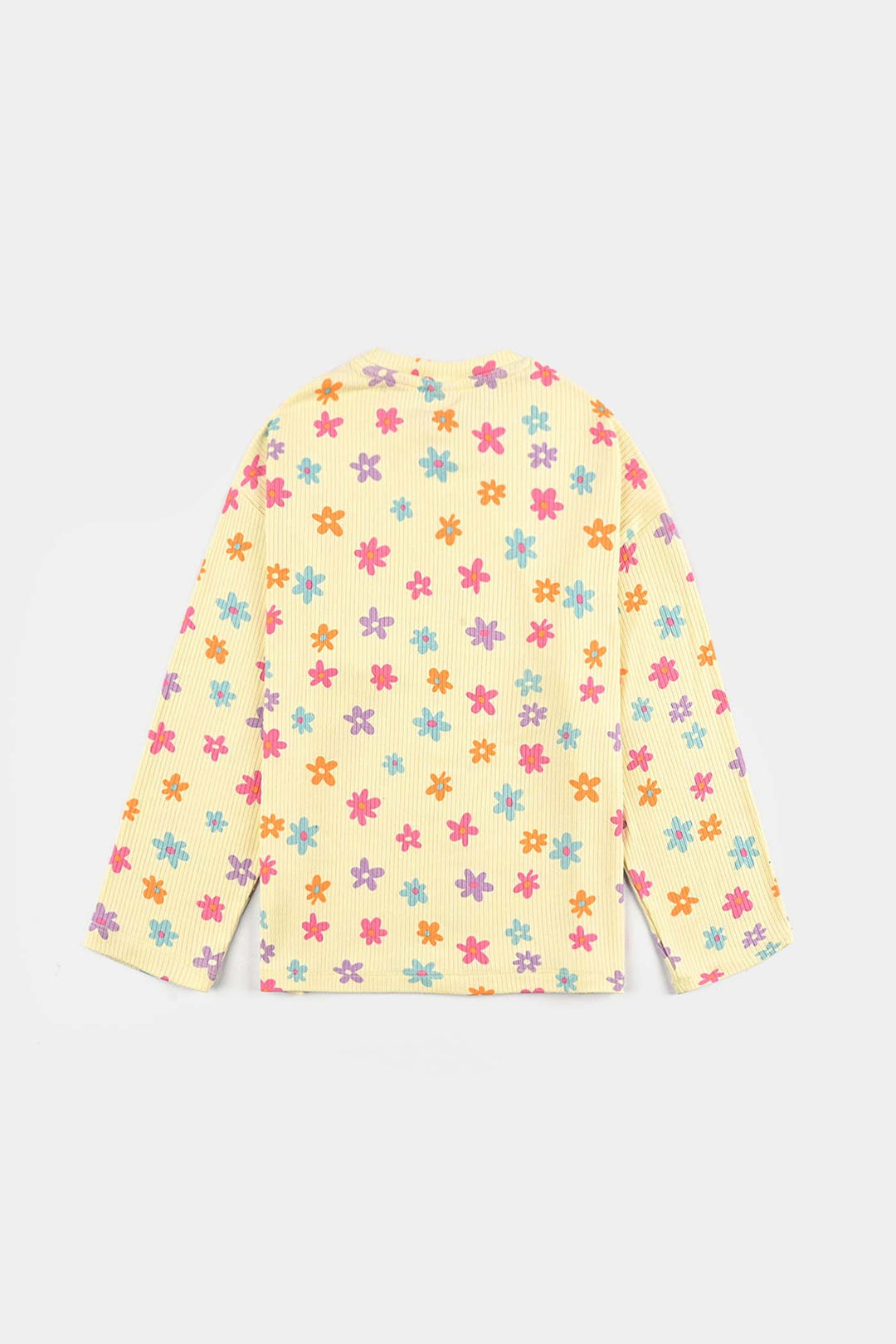 Girls 2x1 Rib T-Shirt H/S MULTI FLOWER - Yellow