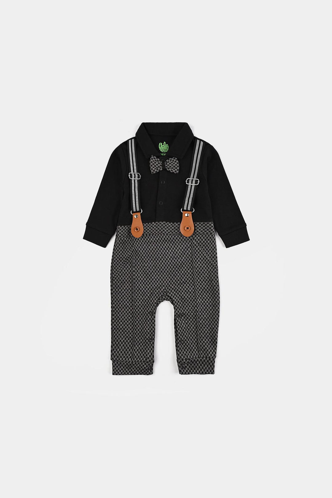 Infant Boys Jacquard Romper CHECKERED-BLACK