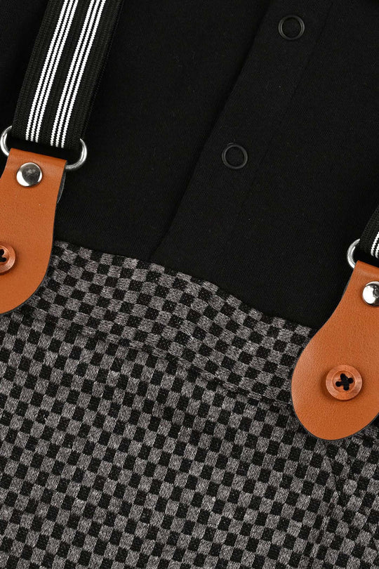 Infant Boys Jacquard Romper CHECKERED-BLACK