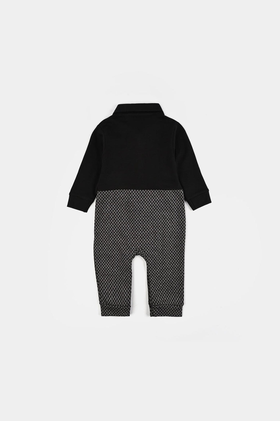 Infant Boys Jacquard Romper CHECKERED-BLACK