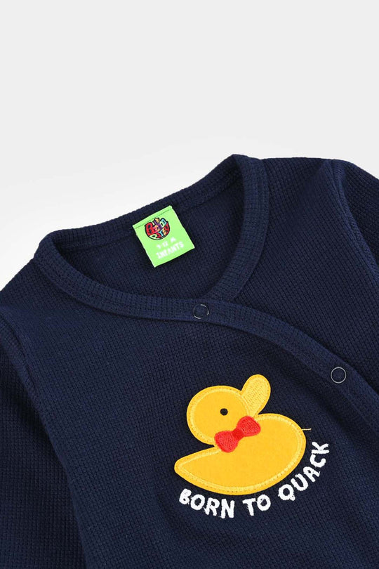 Infant Girls Thermal Romper BUNNY-NAVY