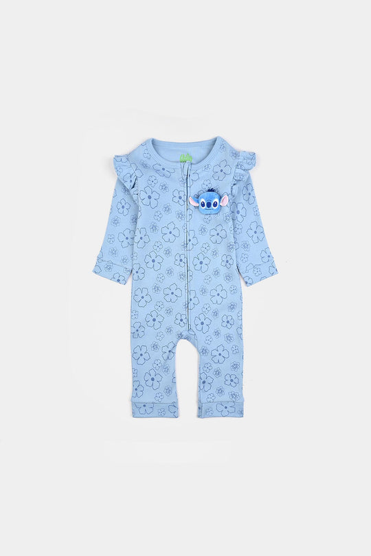 Infant Girls Cotton Interlock Romper STITCH-Blue