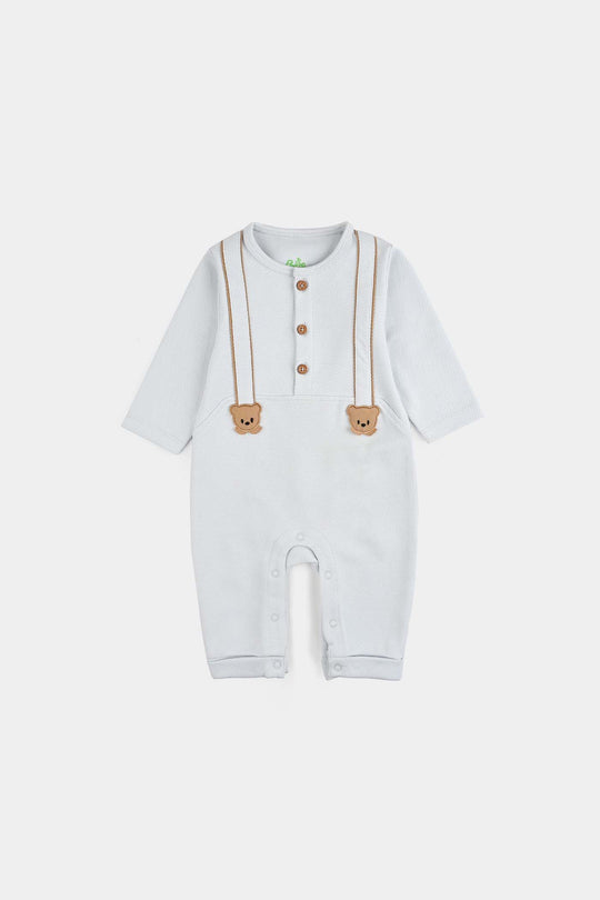Infant Girls Jacquard Romper DEAR BEAR-BLUE