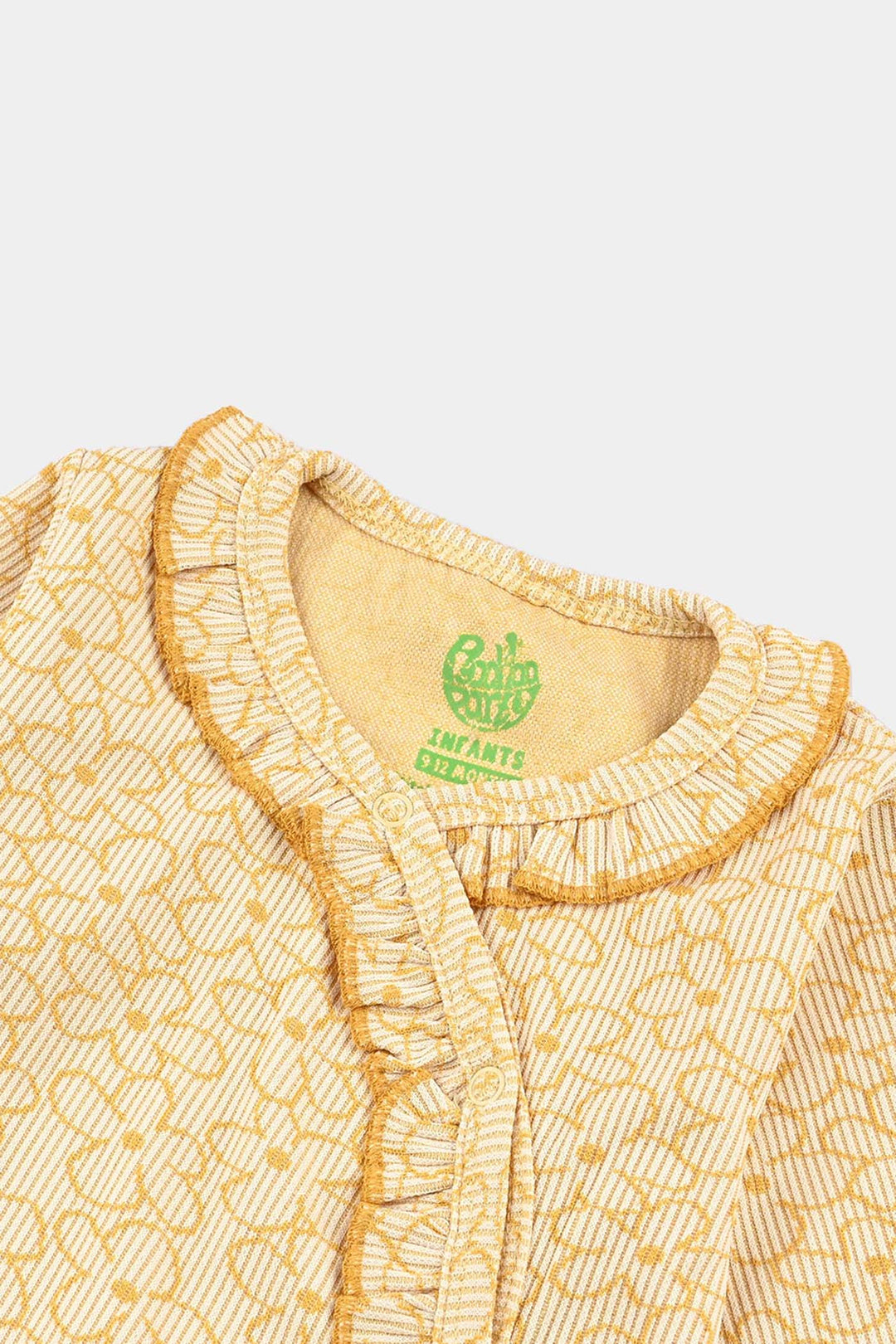 Infant Girls Jacquard Romper FLORAL FRILL - Yellow