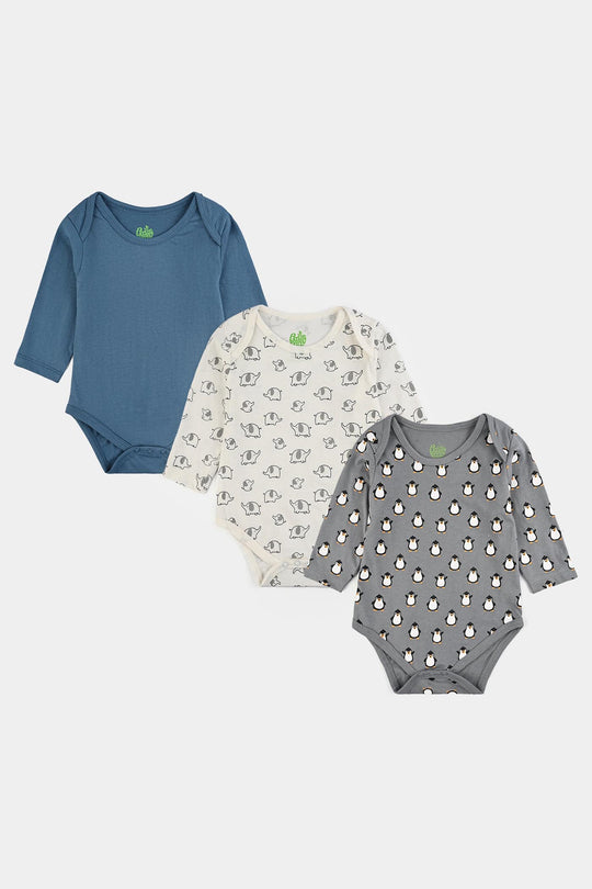 Infant Boys Cotton Jersey 3 Piece Set F/S Romper MINI ANIMALS