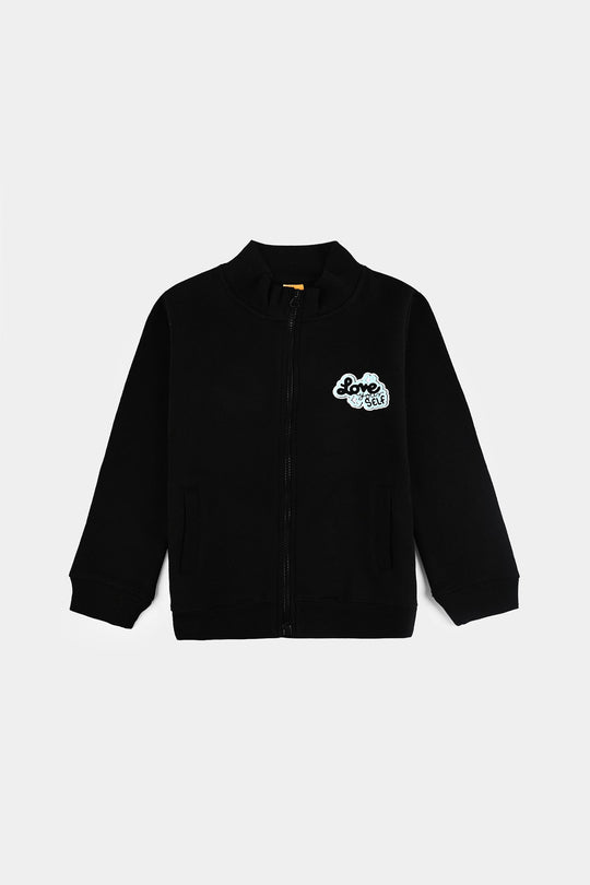 Girls Fleece Jacket LOVE YOURSELF-BLACK