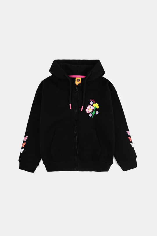 Girls Fleece Jacket LOVING-BLACK