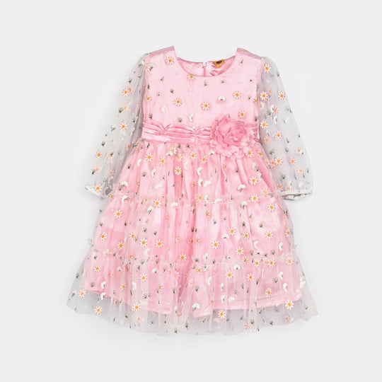 Girls Net Fancy Frock-Pretty - Lt Pink