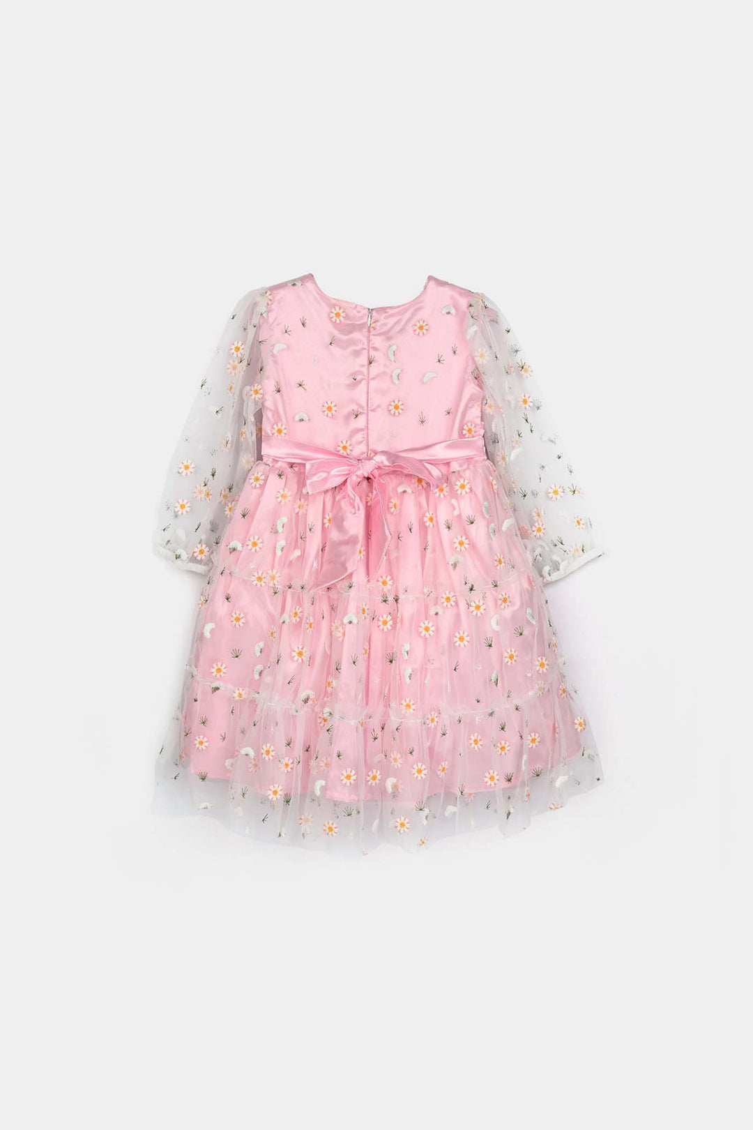 Girls Net Fancy Frock-Pretty - Lt Pink