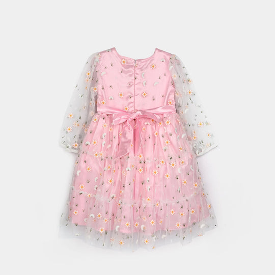 Girls Net Fancy Frock-Pretty - Lt Pink
